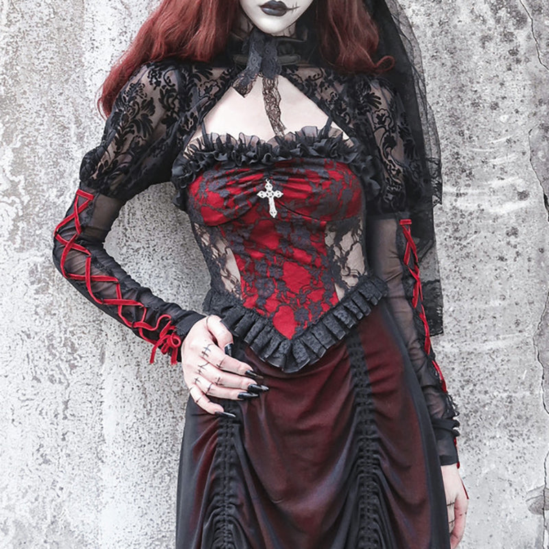 Lolita Gothic Dark Lace Suspender Dress LS0930