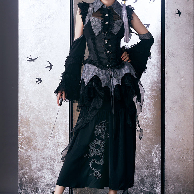 Lolita Punk Goth Y2K Dress LS0918