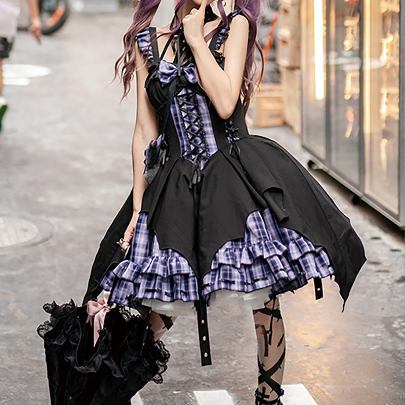 Lolita Punk Rock Y2K Plaid JSK Dress LS0862 – Lolilita Store Lolita Punk Rock Y2K Plaid JSK Dress LS0862 – Lolilita Store