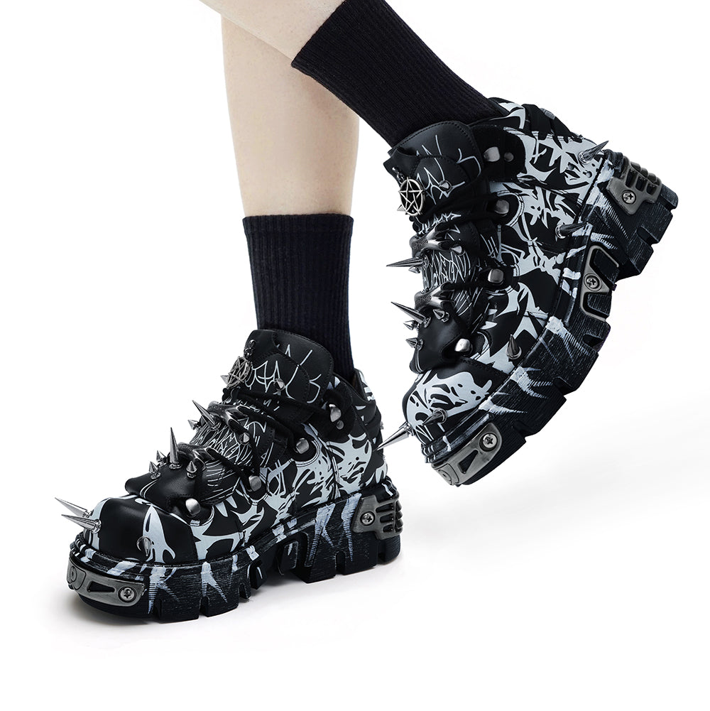 Lolita Retro Dark Spiked Punk Rock Platform Shoes LS0935
