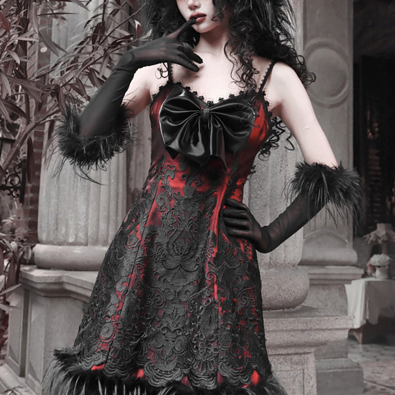 Lolita dark gothic bow dress LS0929