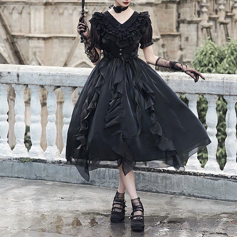 Lolita Gothic Punk Bow Dress LS0894 Lolilita Store Lolita Gothic Punk Bow Dress LS0894 Lolilita Store