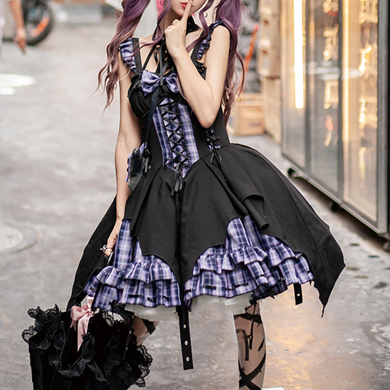 punk rock party dress Women's Punk Irregular Plunging Halterneck Party Dress Punk Design