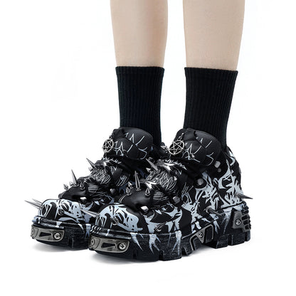 Lolita Retro Dark Spiked Punk Rock Platform Shoes LS0935