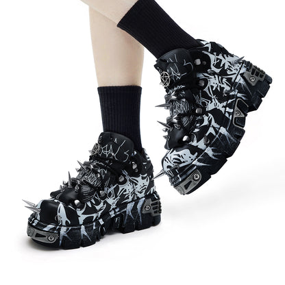 Lolita Retro Dark Spiked Punk Rock Platform Shoes LS0935