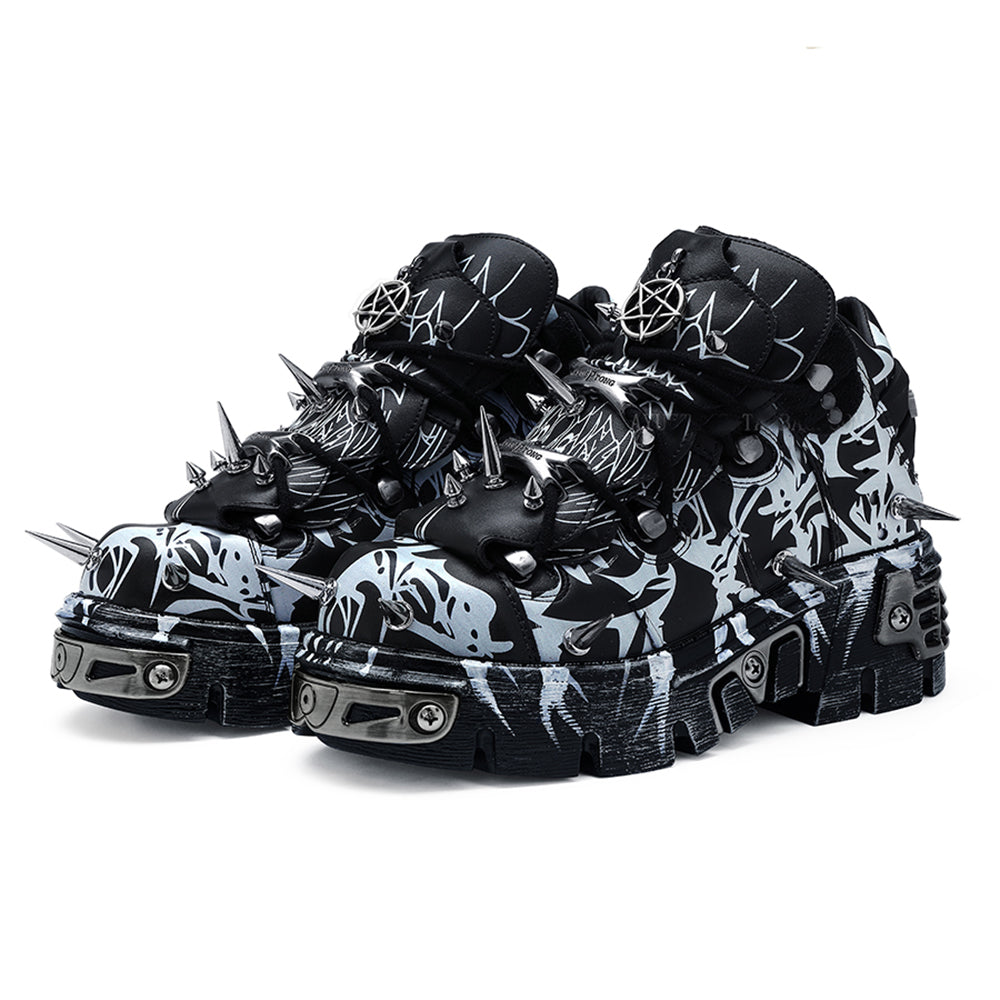 Lolita Retro Dark Spiked Punk Rock Platform Shoes LS0935