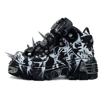 Lolita Retro Dark Spiked Punk Rock Platform Shoes LS0935