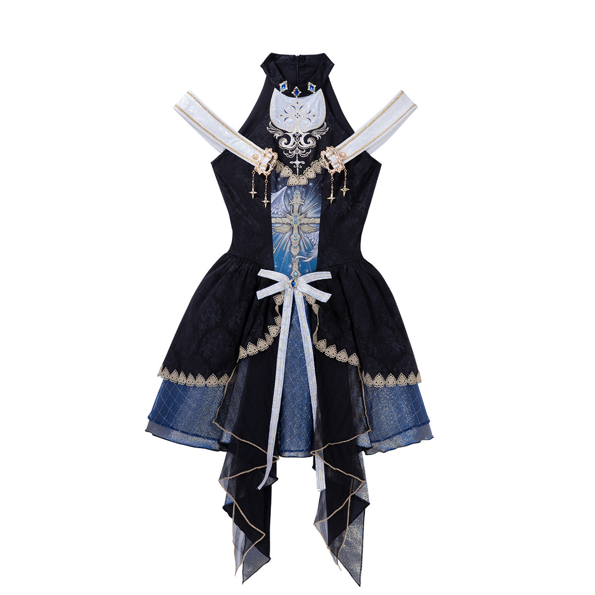 Lolita dark gothic style embroidered dress LS0933