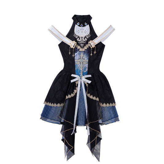 Lolita dark gothic style embroidered dress LS0933