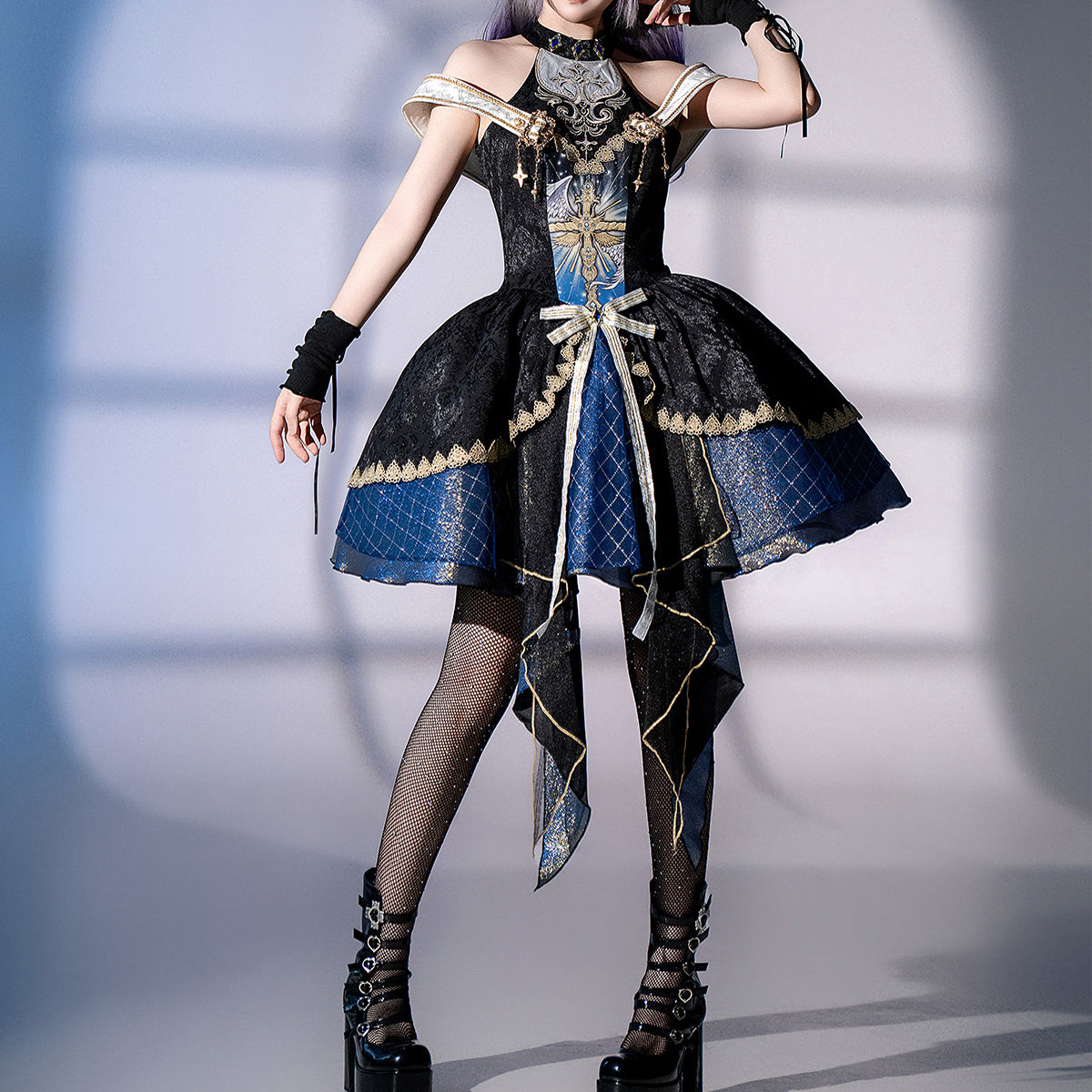 Lolita dark gothic style embroidered dress LS0933