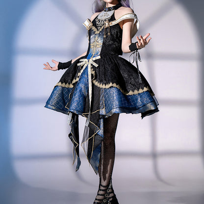 Lolita dark gothic style embroidered dress LS0933