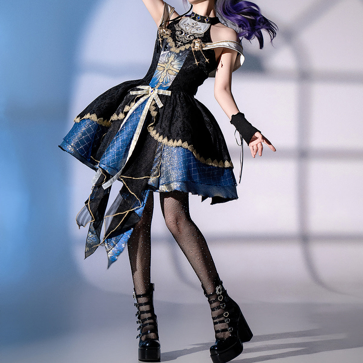 Lolita dark gothic style embroidered dress LS0933