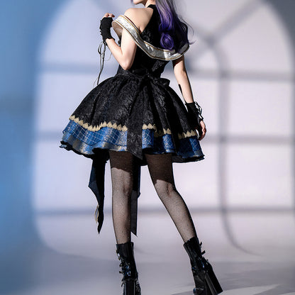 Lolita dark gothic style embroidered dress LS0933