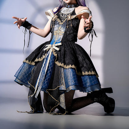 Lolita dark gothic style embroidered dress LS0933