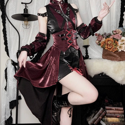 Lolita Gothic Dark Suspender Skirt Suit LS0931