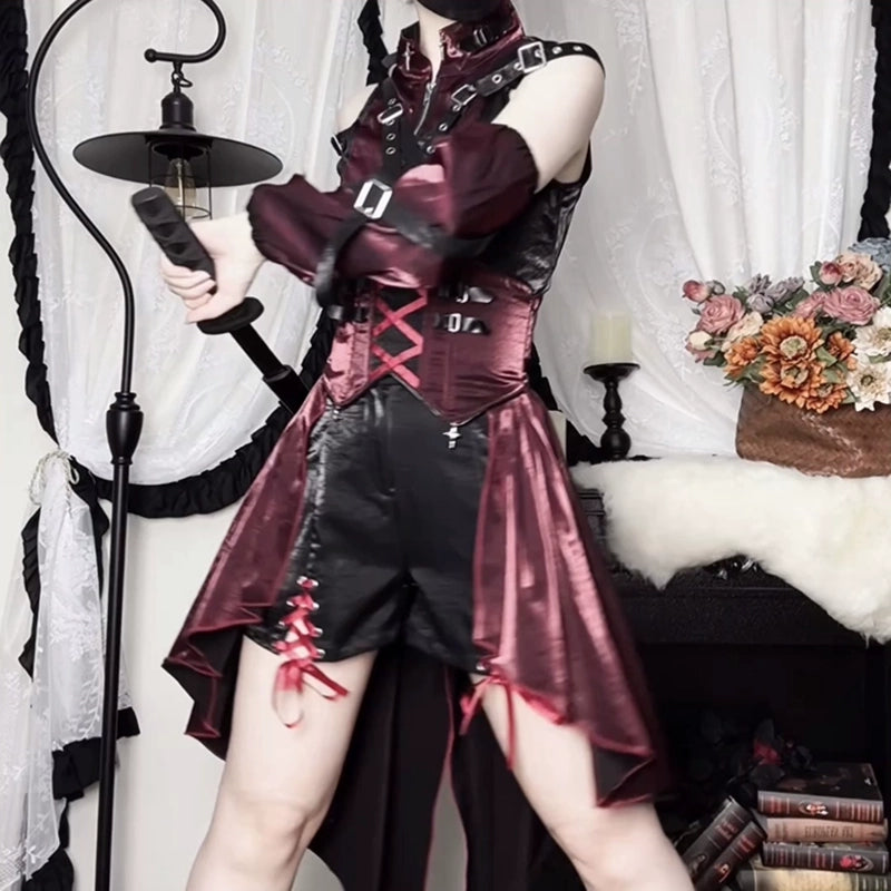 Lolita Gothic Dark Suspender Skirt Suit LS0931