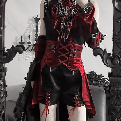 Lolita Gothic Dark Suspender Skirt Suit LS0931