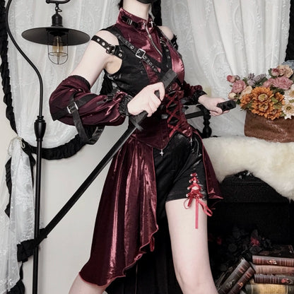 Lolita Gothic Dark Suspender Skirt Suit LS0931