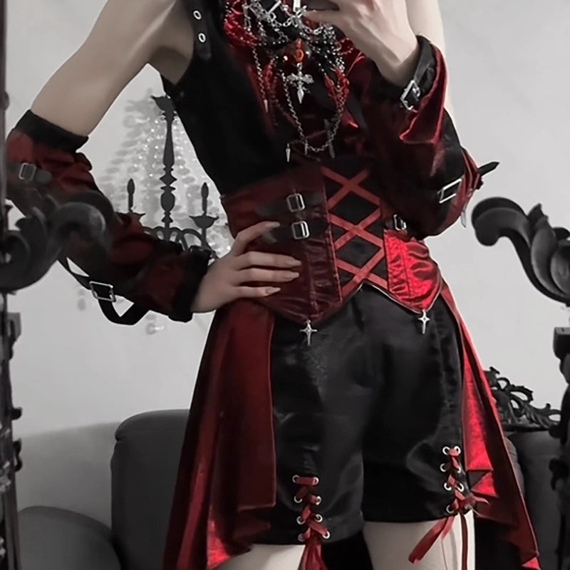 Lolita Gothic Dark Suspender Skirt Suit LS0931