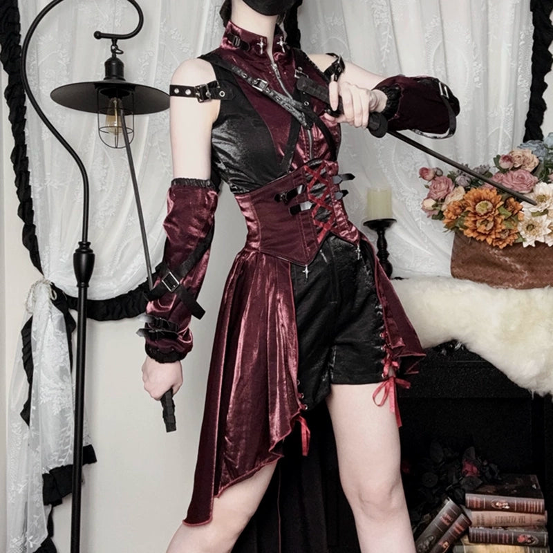 Lolita Gothic Dark Suspender Skirt Suit LS0931