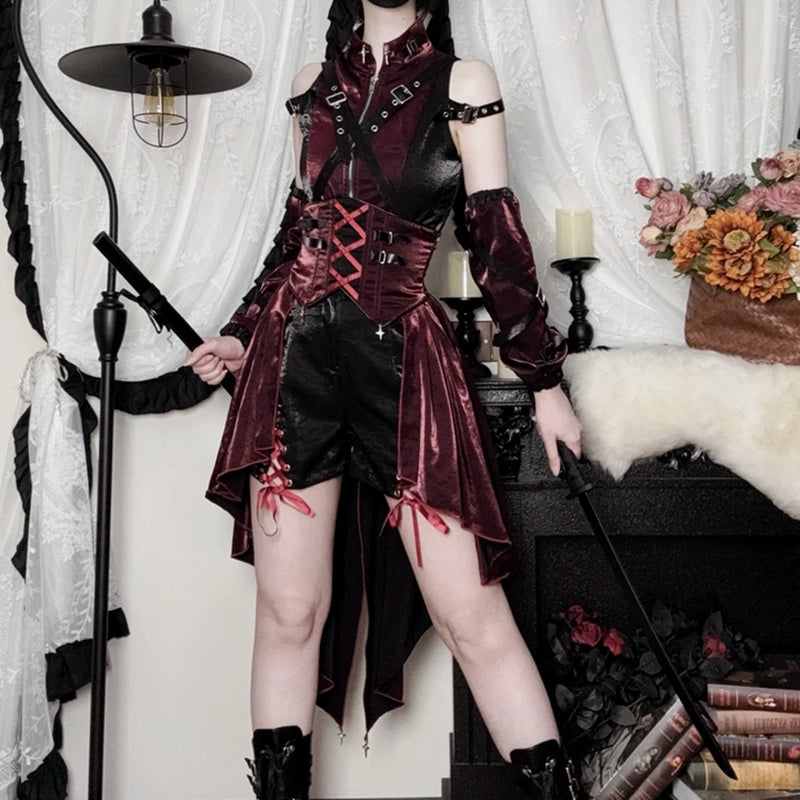 Lolita Gothic Dark Suspender Skirt Suit LS0931
