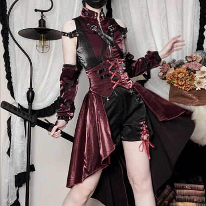 Lolita Gothic Dark Suspender Skirt Suit LS0931