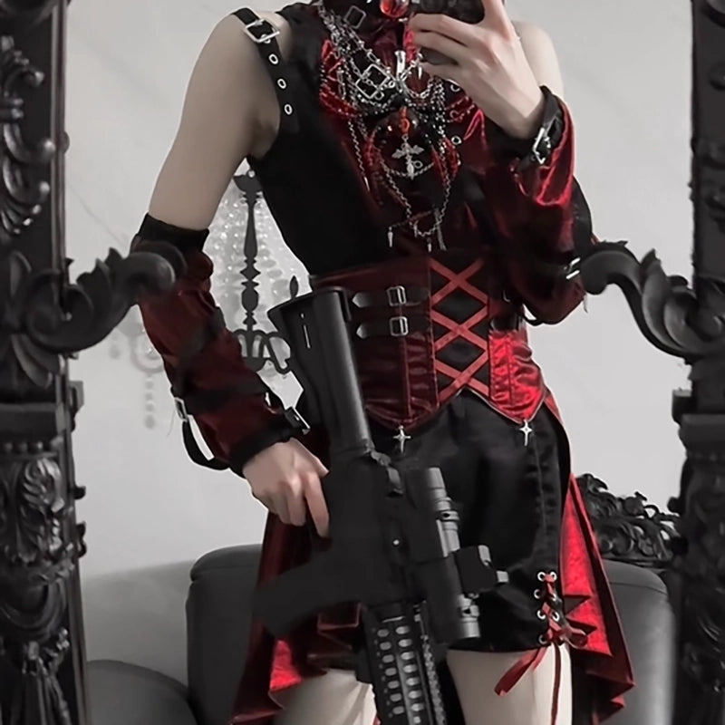 Lolita Gothic Dark Suspender Skirt Suit LS0931