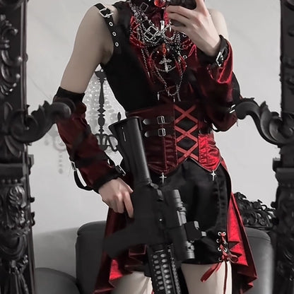 Lolita Gothic Dark Suspender Skirt Suit LS0931