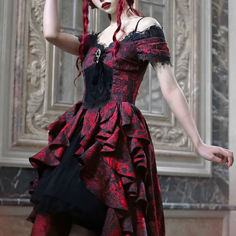 Готическое жаккардовое платье Lolita LS0491