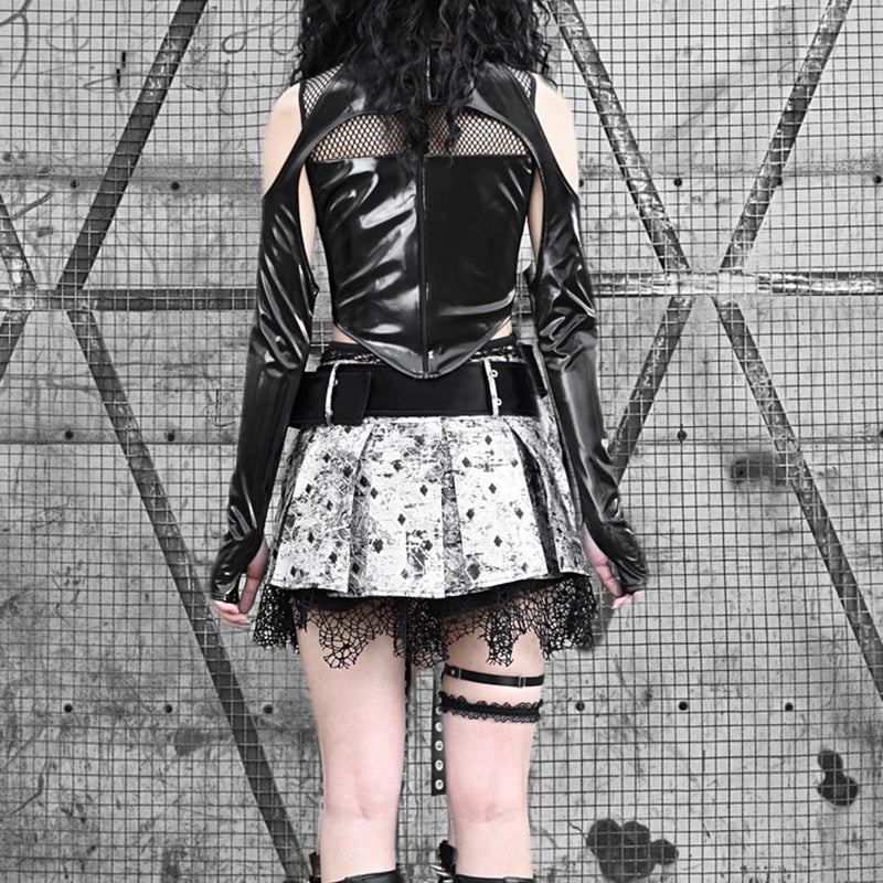 Lolita Punk PU Fishnet Gothic Skirt LS0492
