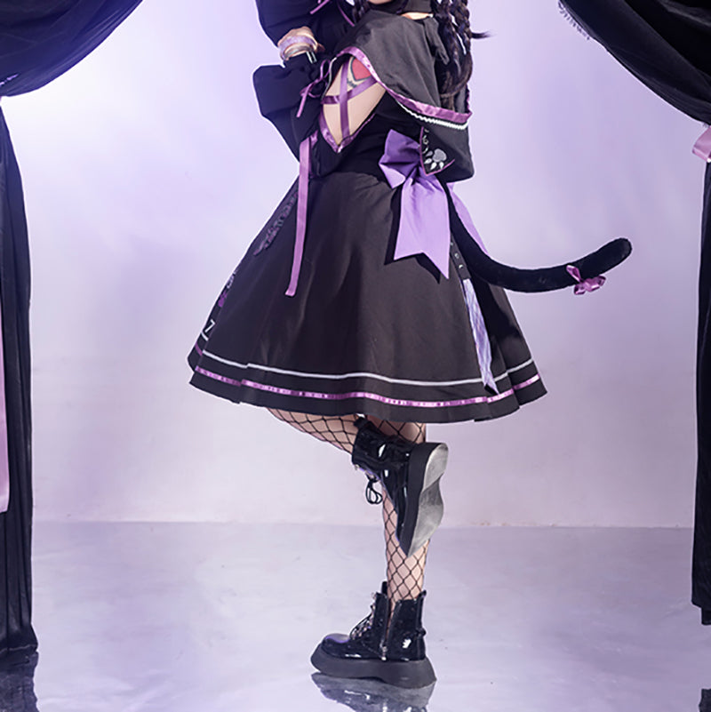 Лолита в стиле панк с милым котом JSK платье LS0539