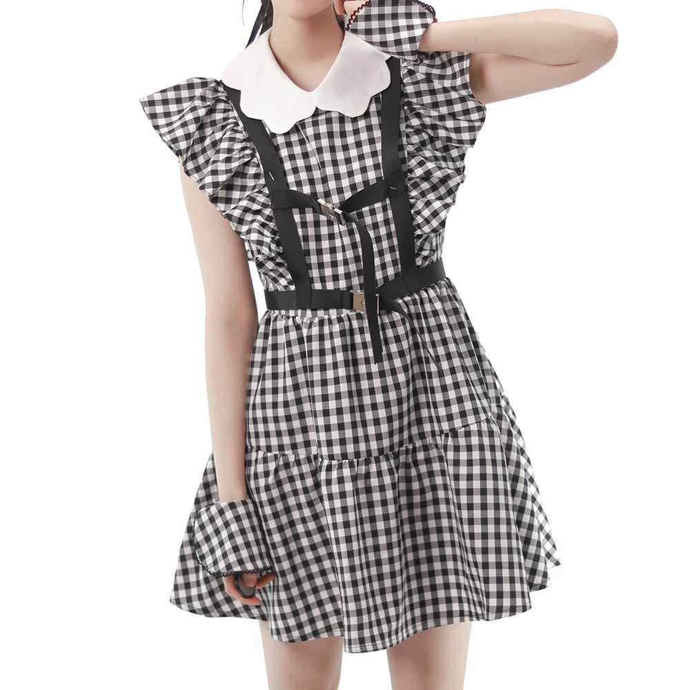 Lolita Punk Plaid Lace Dress LS0575