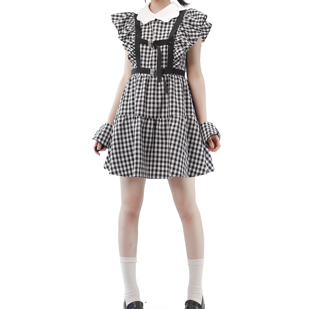 Lolita Punk Plaid Lace Dress LS0575