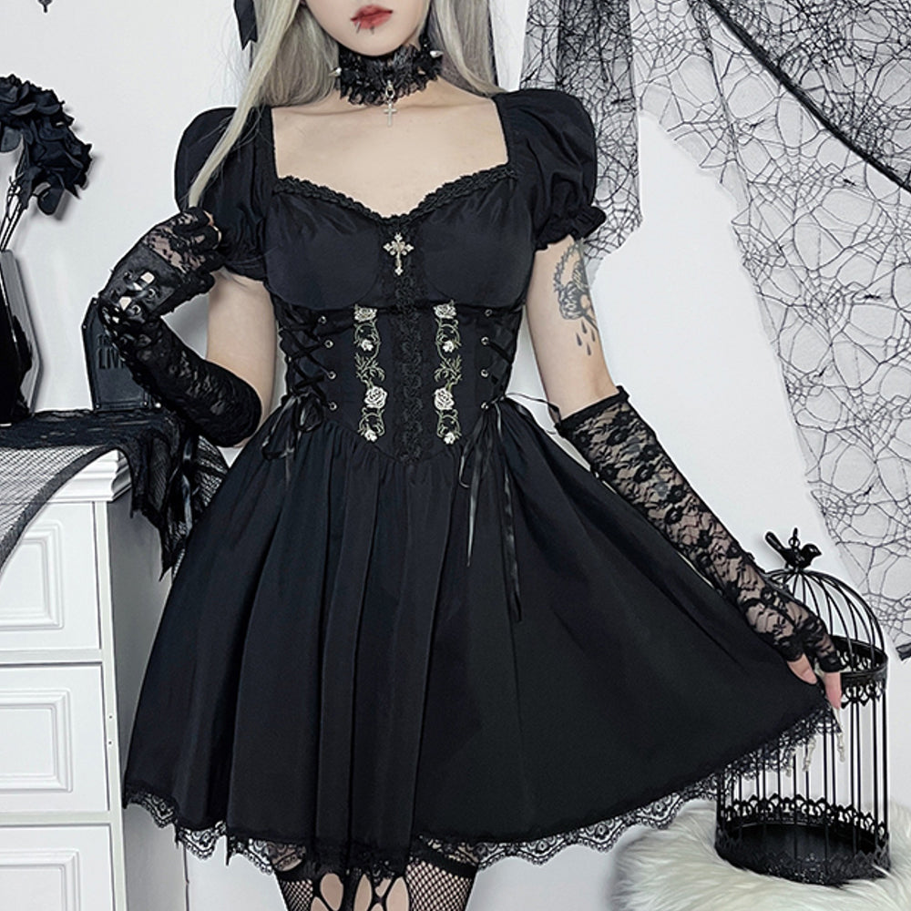 Lolita Gothic Lace Strappy Dress LS0602