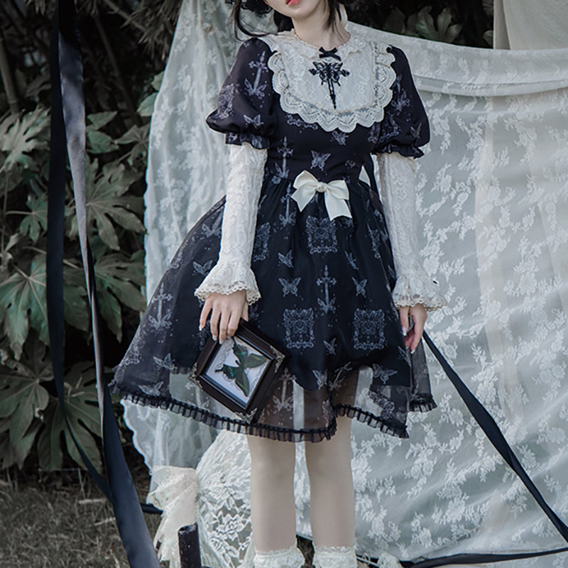 Lolita gothic embroidered punk dress LS0609