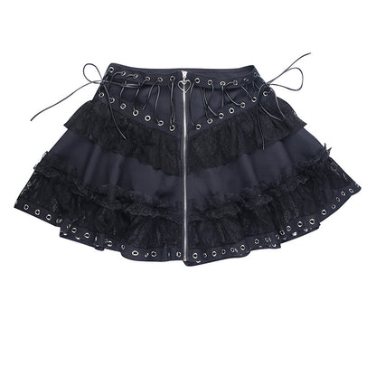 Lolita gothic punk lace strappy skirt LS0613