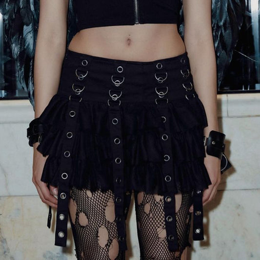 Lolita punk goth mesh skirt LS0616