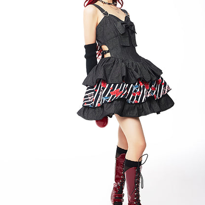 Lolita Cherry Denim JSK Punk Dress LS0622