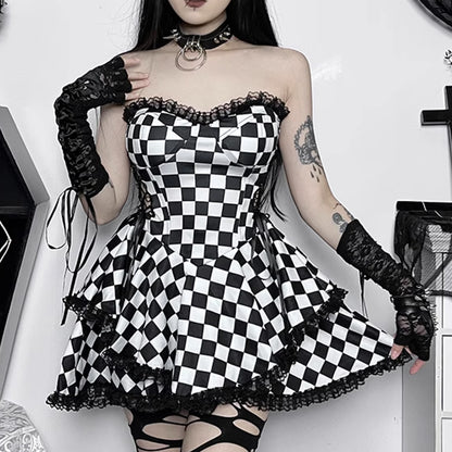 Lolita gothic plaid dress LS0627
