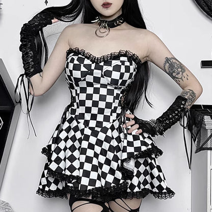 Lolita gothic plaid dress LS0627