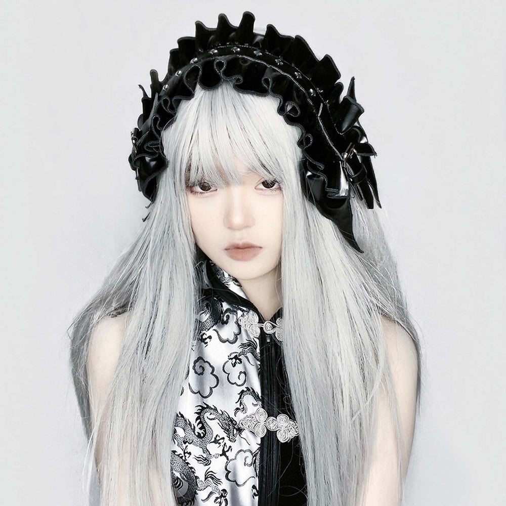 Lolita punk PU bow hair accessories LS0598