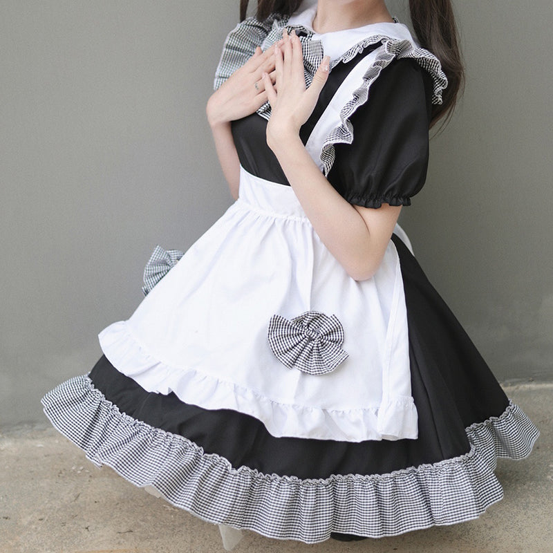 Lolita maid JK plaid dress LS0708