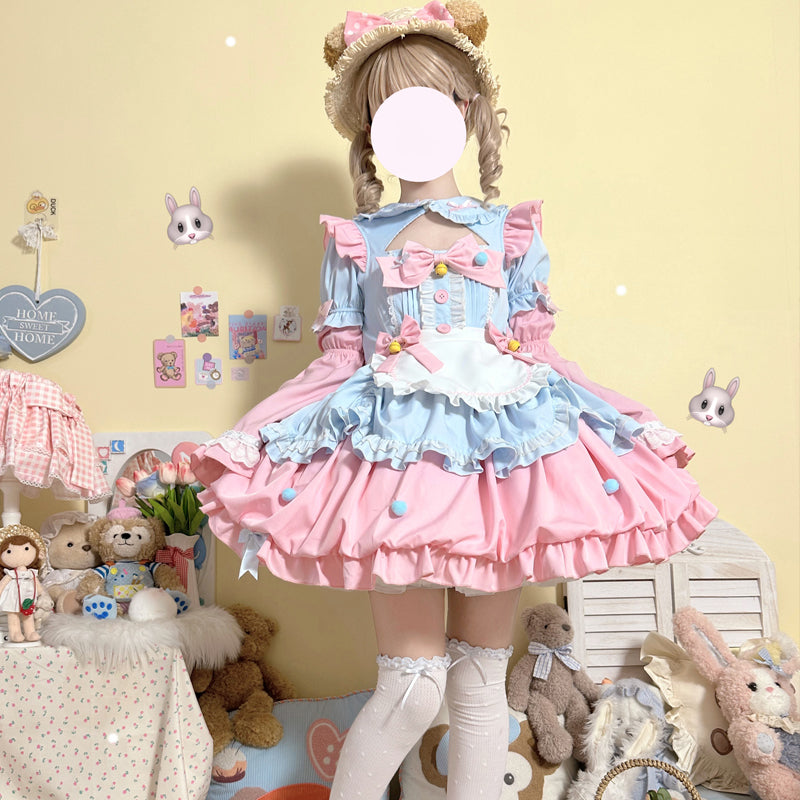 Lolita punk maid OP dress LS0719
