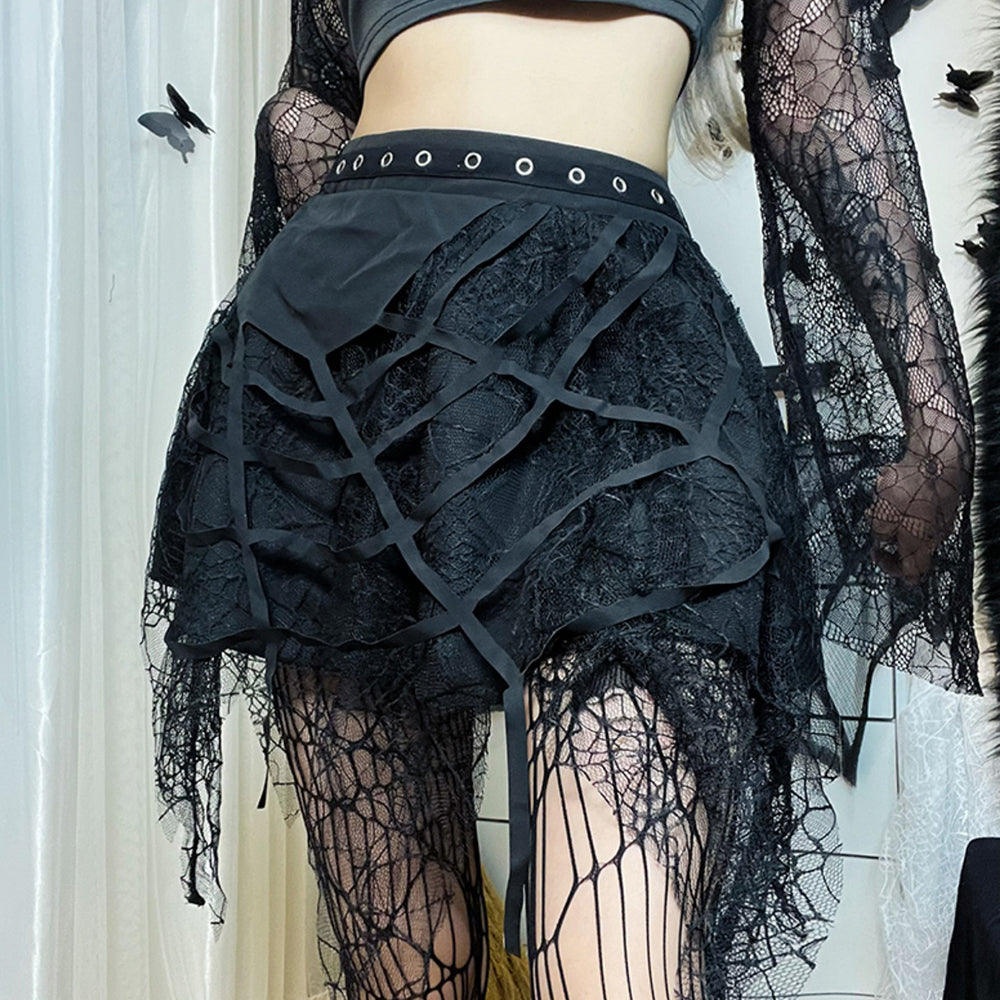 Lolita Punk Gothic Lace Skirt LS0742