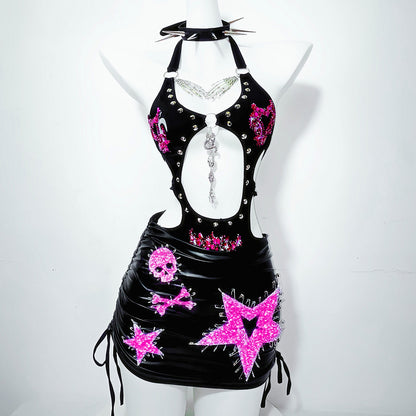 Lolita Gothic Punk Y2K Star Skirt LS0653