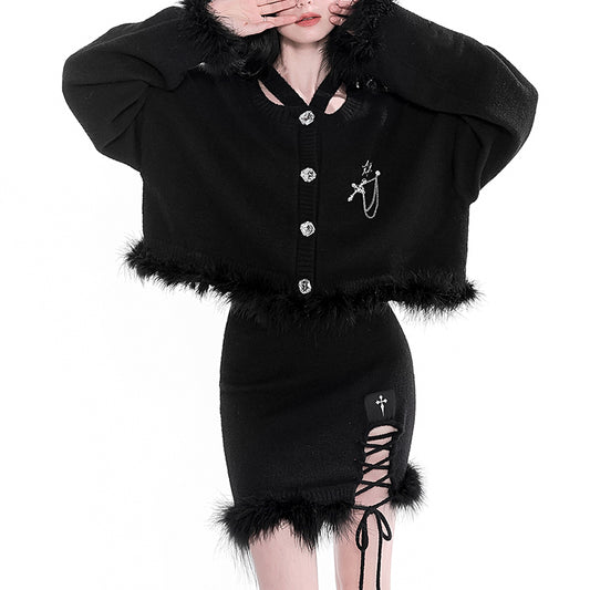 Lolita Gothic Y2K strappy skirt LS0784