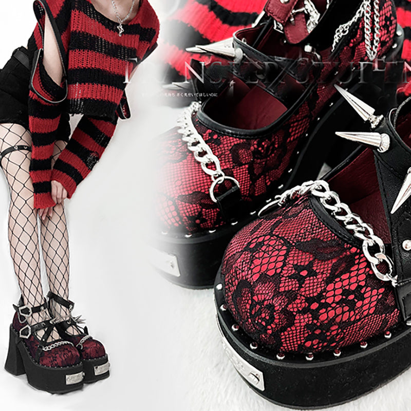 Туфли Lolita y2k с заклепками в стиле панк LS0547