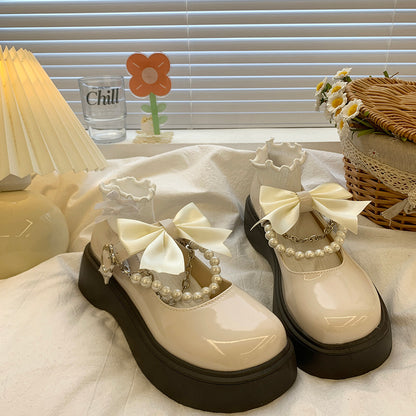 Lolita pearl bow JK platform shoes LS0529