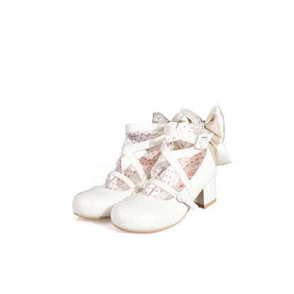 Милые туфли Лолита на каблуке с бантиком LS0532
