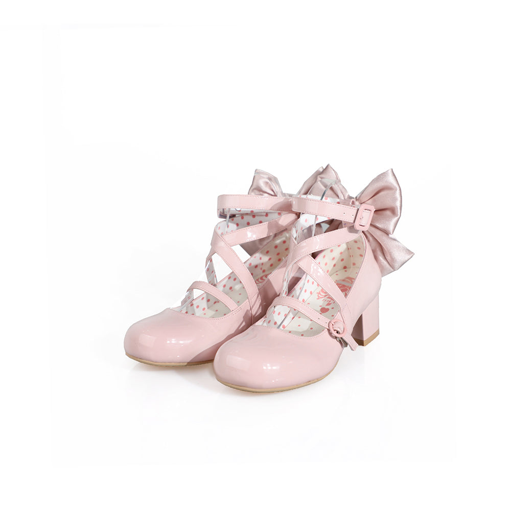 Милые туфли Лолита на каблуке с бантиком LS0532